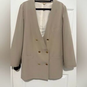 Beige Double-Breasted Women's Blazer - Size XL
